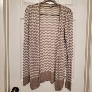 LOFT Ivory Beige Striped Knit Cardigan Sz S